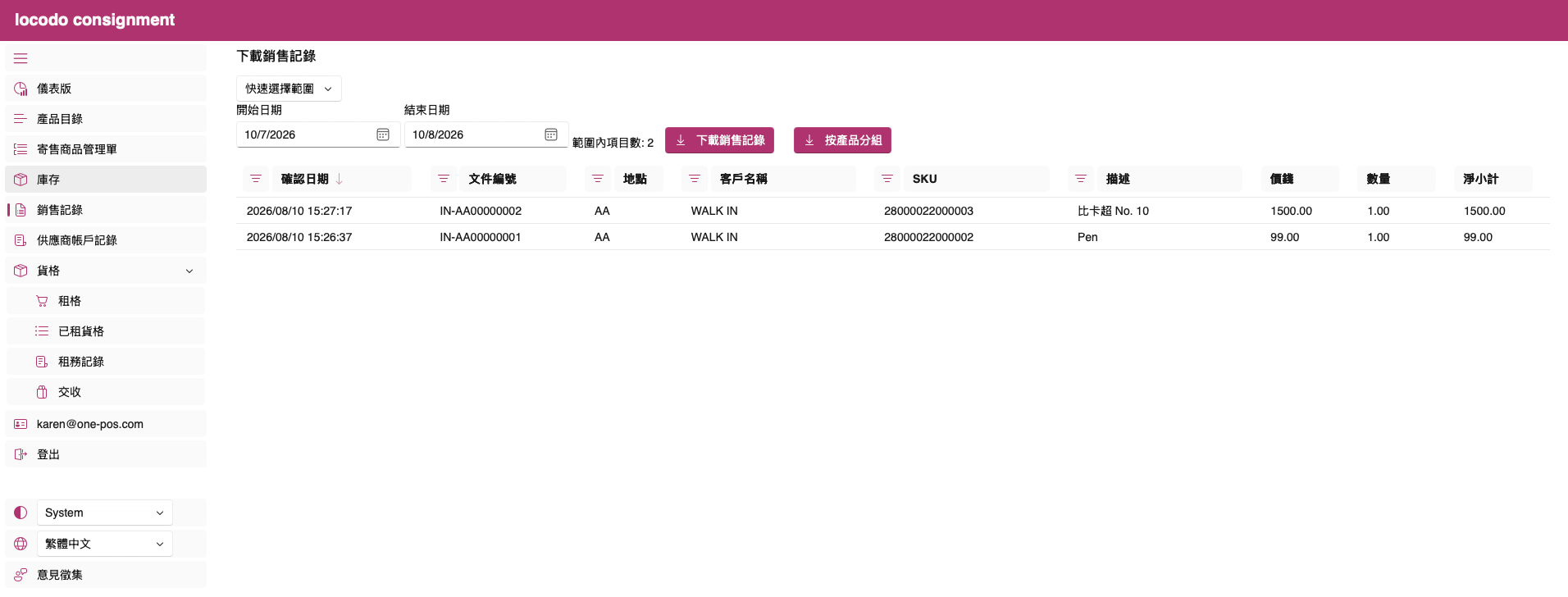 銷售記錄